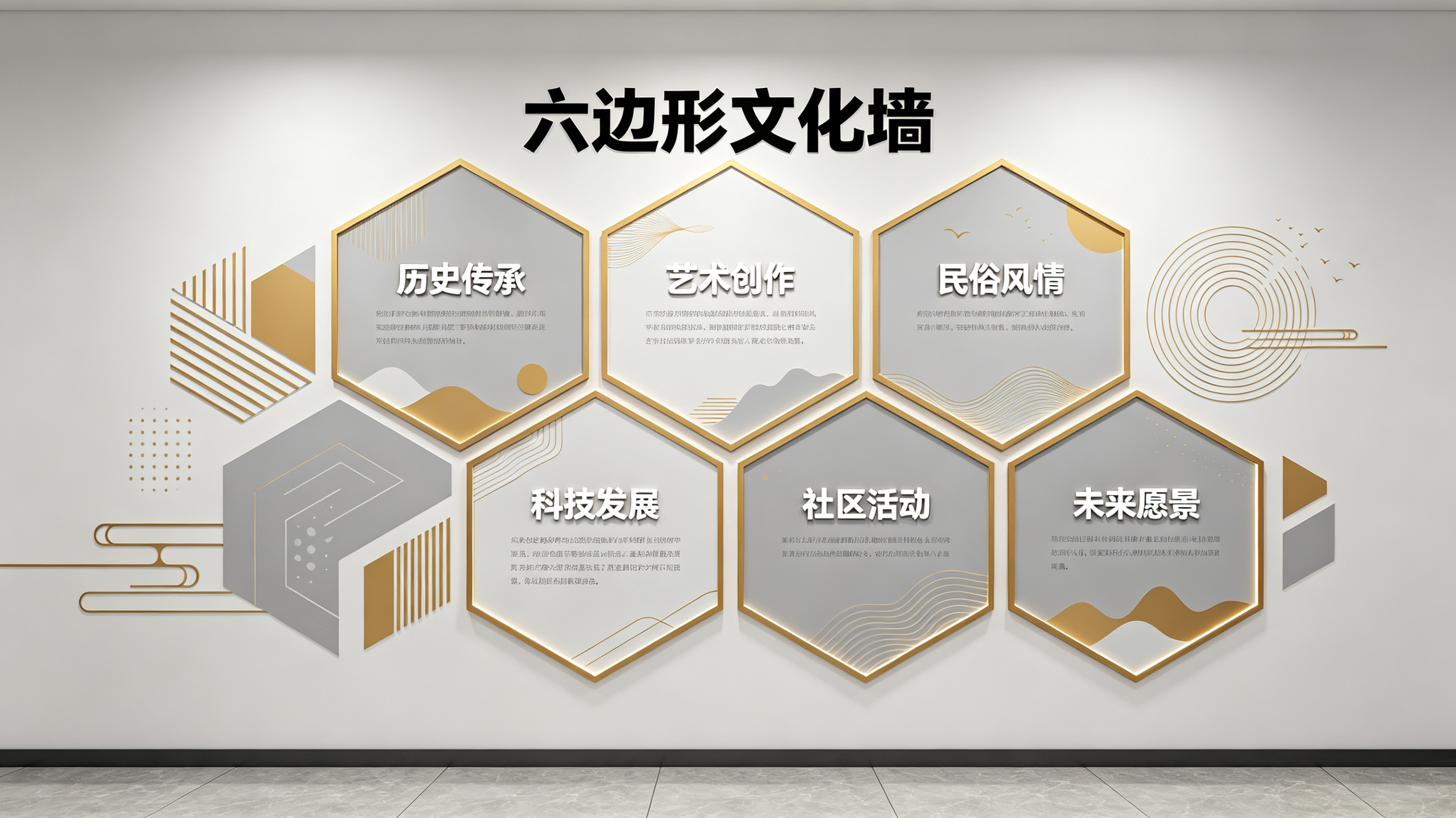 富民企业文化墙 | 六边形信息美学